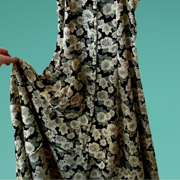 Vintage 90’s Floral Hi-Low Front Button Up Strap Dress - Picture 4 of 5